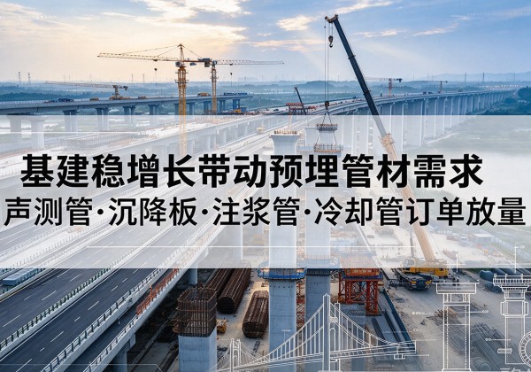 安达基建稳增长带动预埋监测管材需求，声测管、沉降板、注浆管订单持续放量